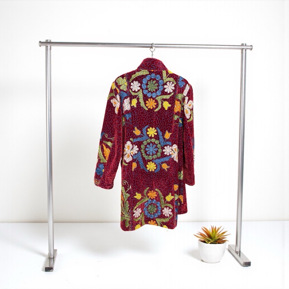 Designer Floral Embroidered Long Coat - Picture 3 of 5